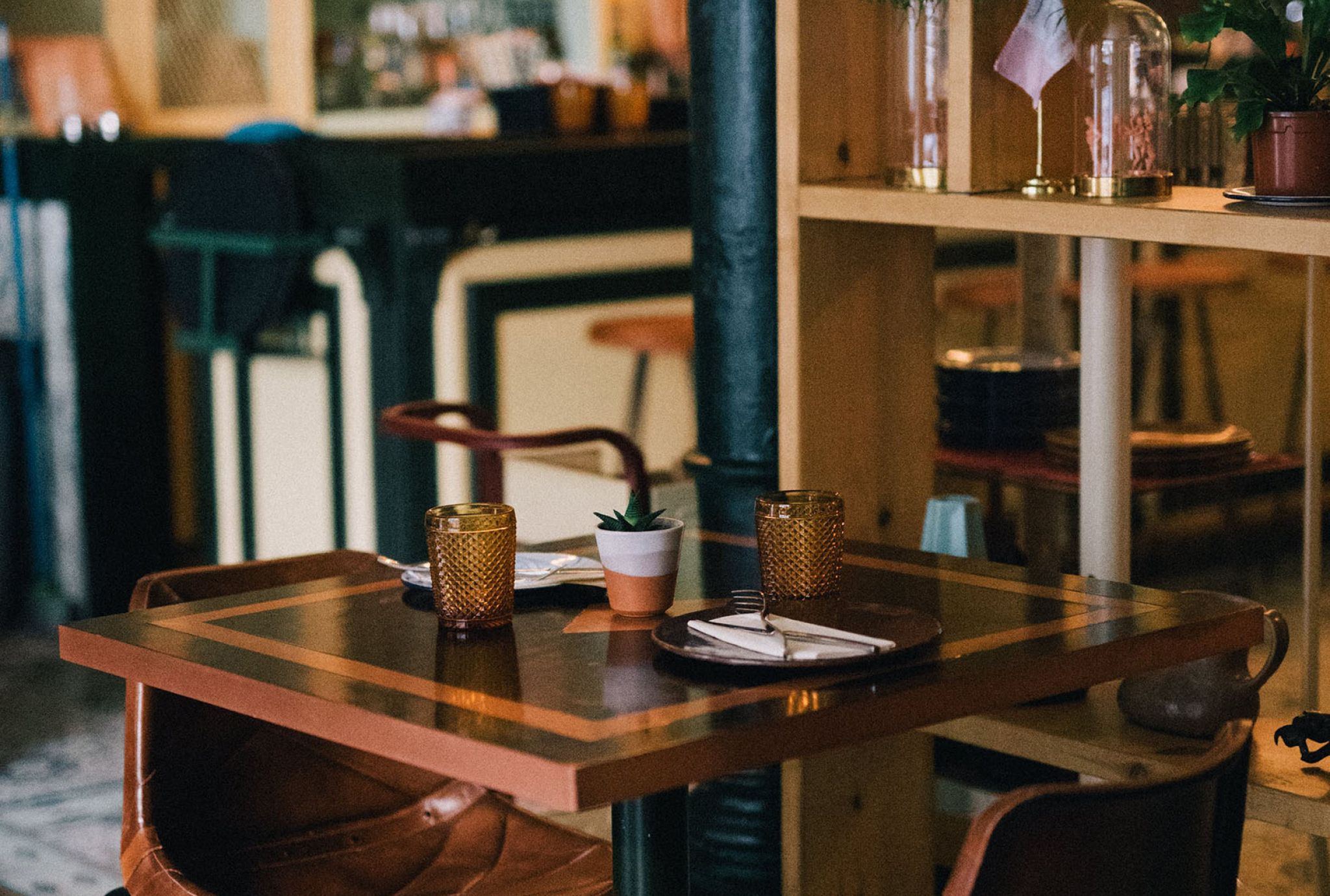 dining table at intimate restaurant setting